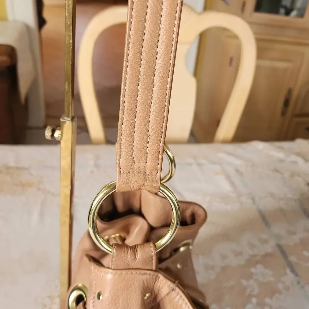 Vintage Bulga tan studded leather hobo bag